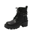 thumbnail image 2 of Wowcloth Woman's Combat Boots, Retro Winter Design with Buckle Strap and Thick Sole, Chunky Mid Heel for Stability, British Style Ankle Boots for Outdoor and Daily Wear, 2 of 9