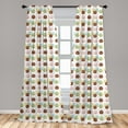 thumbnail image 4 of Ambesonne Dessert Curtains, Happy Donut Pattern Art, Pair of 28"x63", Cinnamon Green and Blue, 4 of 4