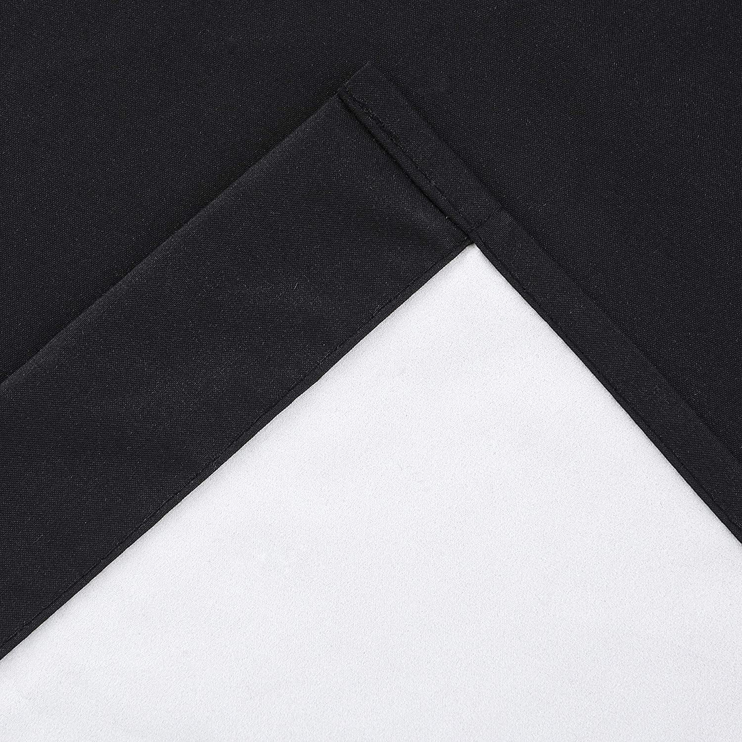 2 Piece 100% Blackout Rod Pocket Window Panel Curtain Drape Set 52"W x 63"L, Black