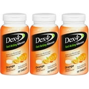 Dex4 Fast Acting Glucose Tablets Orange Flavor - 50 Tablets (Pack of 3)