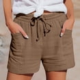thumbnail image 2 of Shorts for Women Running Swim Athletic Solid Color Wrinkle Cloth High Waist Pocket Shorts, 2 of 7