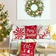 thumbnail image 4 of 4Pcs Outdoor Christmas Pillows, Red Christmas Throw Pillows, Snowflakes Merry Christmas Let it Snow Deer Christmas Pillow Cases Holiday Pillow Covers 18x18 for Winter Home Decorations, 4 of 6