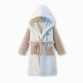 thumbnail image 2 of NOLDARES Boys' Hooded Bathrobe Kids Plush Fuzzy Fleece Robe Teen boy Soft Spa Robe Girls Sleepwear pajamas Toddler Nightgown,Beige,9-12 Y, 2 of 4