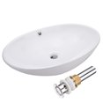 thumbnail image 1 of Aquaterior 25" Large Bathroom Vessel Sink Oval Shaped Countertop Ceramic Basin with Drain Aquaterior Modern, 1 of 9