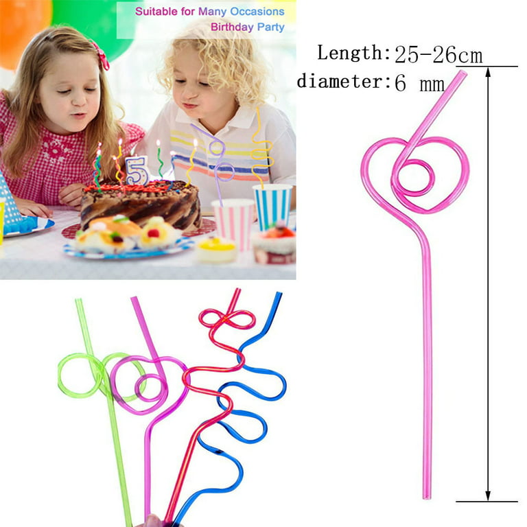 6 Count Loopy Straws, Assorted Colors, Reusable Plastic Crazy Loop Straws for Birthday Party or Classroom Activities, Size: 11 in Length