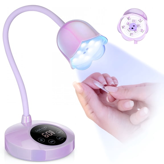 HIBIBUD 8S Fast Curing Nail Lamp: Smart Sensing 360° Gooseneck Gel Nail Uv Light 30W Led Nail Lamp with 3 Timers And Auto Sensor for Salon Diy Use Mermaid Pinkish Purple