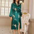 thumbnail image 2 of ZQUUVOU Women's Silk Robe Valentines Kimono Bathrobe Short Ruffle Belted Robes Bridesmaids Sleepwear Pajama Sets Green, 2 of 7