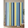 thumbnail image 4 of Fsddascl Blue Yellow Teal Stripes Shower Curtain Set - 66" x 72" Washable Bathtub Curtain with 12 Hooks, Boho Colorful Ombre Texture Waterproof Fabric Stall Shower Curtains for Bathroom/Bathtub, 4 of 6