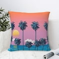thumbnail image 4 of Pofeuu Beach with Palm Trees Print Double-sided plush pillowcase Square Throw Pillow Covers Pillows Cover for Living Room Bedroom Sofa Couch Cushion Cover（No pillow core）-20"x20", 4 of 7