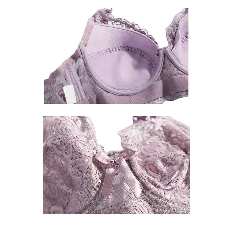 Allegra K Women's Plus Size Full Coverage Padded Floral Underwired Bra