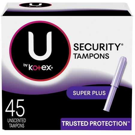 Kotex U Security Tampons, Super Plus Absorbency, Unscented, 45 Count