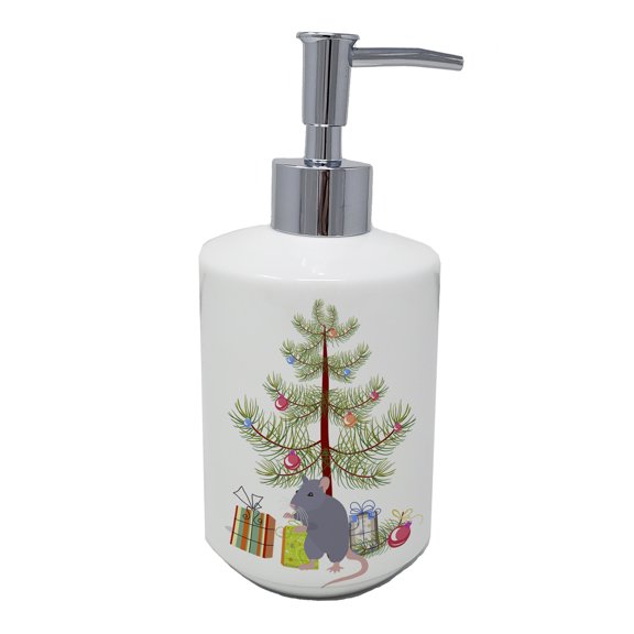 Carolines Treasures CK4469SOAP 7 x 3.5 in. Unisex Blue Rat Merry Christmas Ceramic Soap Dispenser