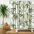 thumbnail image 2 of SUNOLIFE Green Bamboo Shower Curtain Bamboo Leaves Waterproof Fabric Bathroom Curtain 72x72 in, 2 of 4