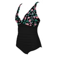 thumbnail image 6 of Enjoytime Swimsuit for Women Printed V Neck Tummy Control 1 Piece Bathing Suits Adjustable Straps Ruched Slimming Swimwear, 6 of 6