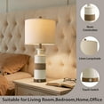 thumbnail image 3 of Oneach Farmhouse 3 Way Dimmable Table Lamp Set of 2 with 2 USB Ports for Bedroom Living Room 24.25" Vintage Rustic Touch Control Nightstand Bedside Lamps Resin (Bulbs Included), 3 of 11