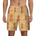 thumbnail image 2 of Picia Pineapples pattern Mens Swim Trunks with Compression Liner Stretch Beach Shorts Quick Dry with Zipper Pockets No-Chafing Board Shorts-Large, 2 of 9