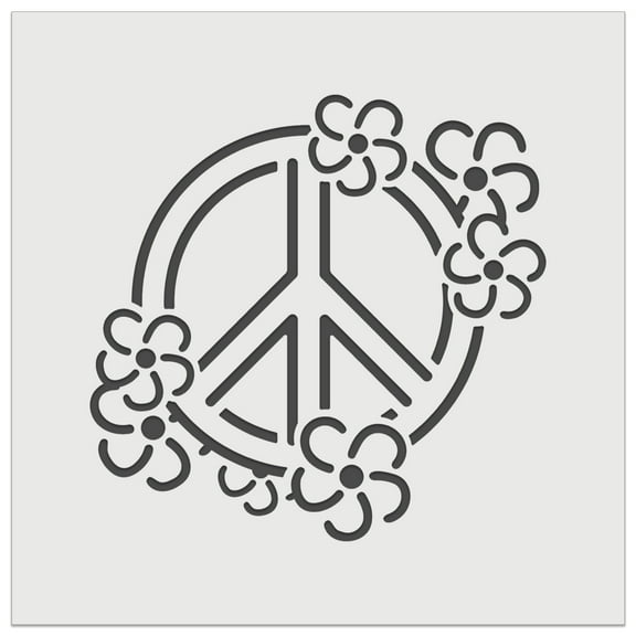 Peace Sign Surrounded by Flowers DIY Cookie Wall Craft Stencil - 5.5 Inch