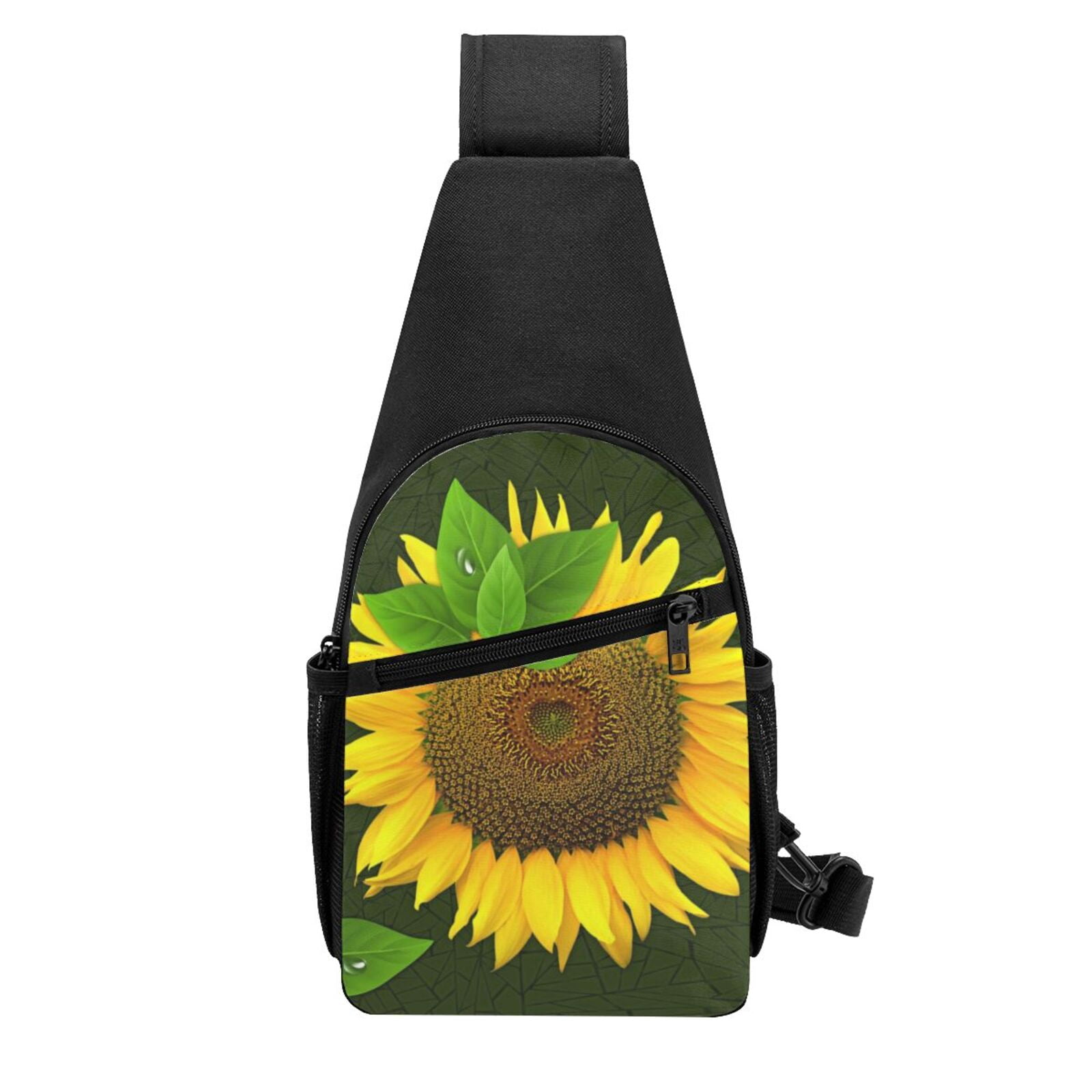 Xecao's Sunflower3 Print Sling Bag: A Versatile Chest, Shoulder, and Crossbody Backpack for Casual Days Out, Perfect for Both Men and Women
