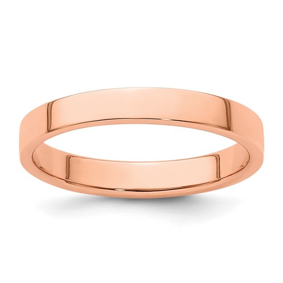 Diamond2Deal 14k Rose Gold 3mm Lightweight Flat Wedding Band Ring for Women Size 8
