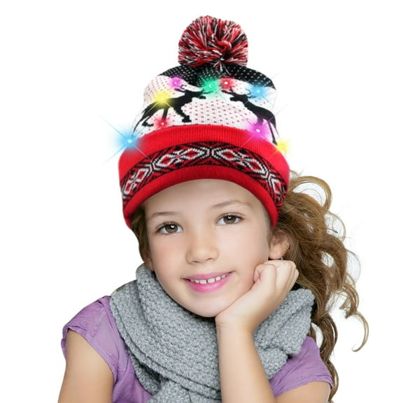MySmile 10-LED Light Up Santa Beanie Hat Christmas Hat for 6 Year  Girl Boy, Adult Warm Knitted Flashing Lamp Cap for Children Adult Xmas New Year Home Party Gift