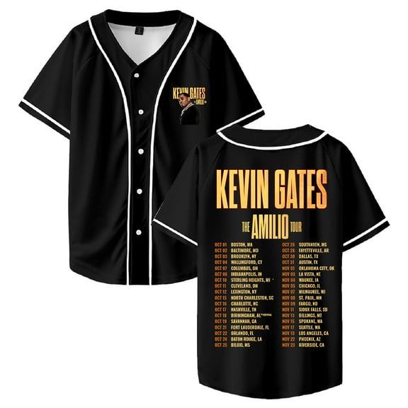 Kevin Gates The Amilio Tour 2025 Baseball Jersey Short Sleeve Button-up Shirts Women Men Streetwear Tops