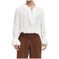 thumbnail image 2 of Chemise à Manches Longues pour Homme Chandail Décontracté Mode à Manches Longues Col Rabattu à Volants Chemise Renaissance Steampunk Haut à Manches Trompette, 2 of 6