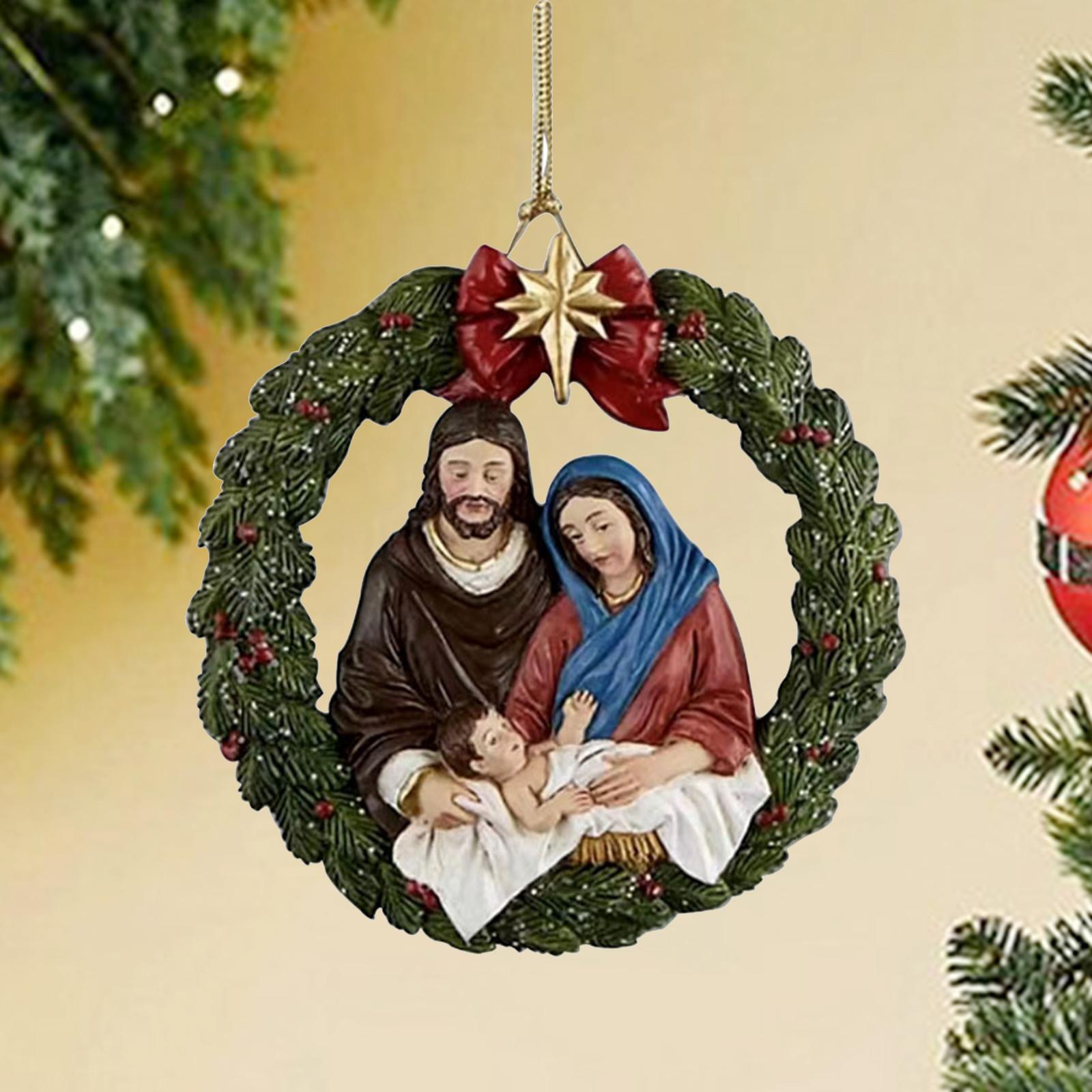 Ornement De Noël Acrylique - Scène De Prière De La Famille Jésus - Décoration Sapin, Pendentif Festif