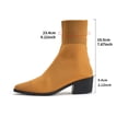 thumbnail image 6 of Domuza Women Stretch Knit Sock Ankle Boots, Pointed Toe Chunky Block Heel Breathable Slip On Short Boots for Autumn Winter Daily Commuting Office Casual Wear Yellow 9（EU-42）, 6 of 9