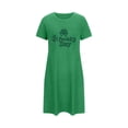 thumbnail image 3 of Aobny Moo Moo Nightgown Clovers Plus Size Womens Night Shirt St.Patrick's Short Sleeve Long Green Pajama Set,XXXL, 3 of 3