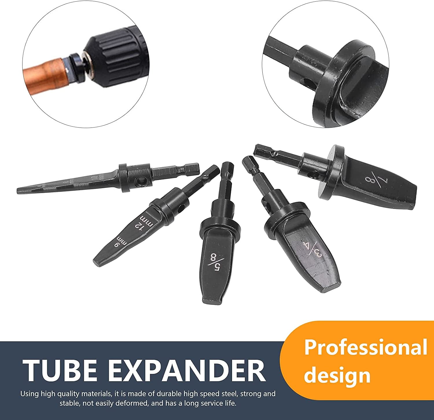 5 Pcs HVAC Repairing Tools Swaging Tool Clearance Copper Pipe Expander Set Steel Metric Hex Handle Pipe Flaring Manual Flaring Tool Hvac for ir Conditioner Pipeline Engineering Industrial