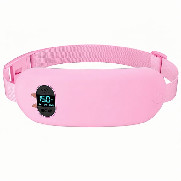 TeSabMi Cordless Heating Pad for Period Cramps, Portable Menstrual Heating Belt with 6 Heat Levels, 6 Vibration Modes, Gift for Women, Pink