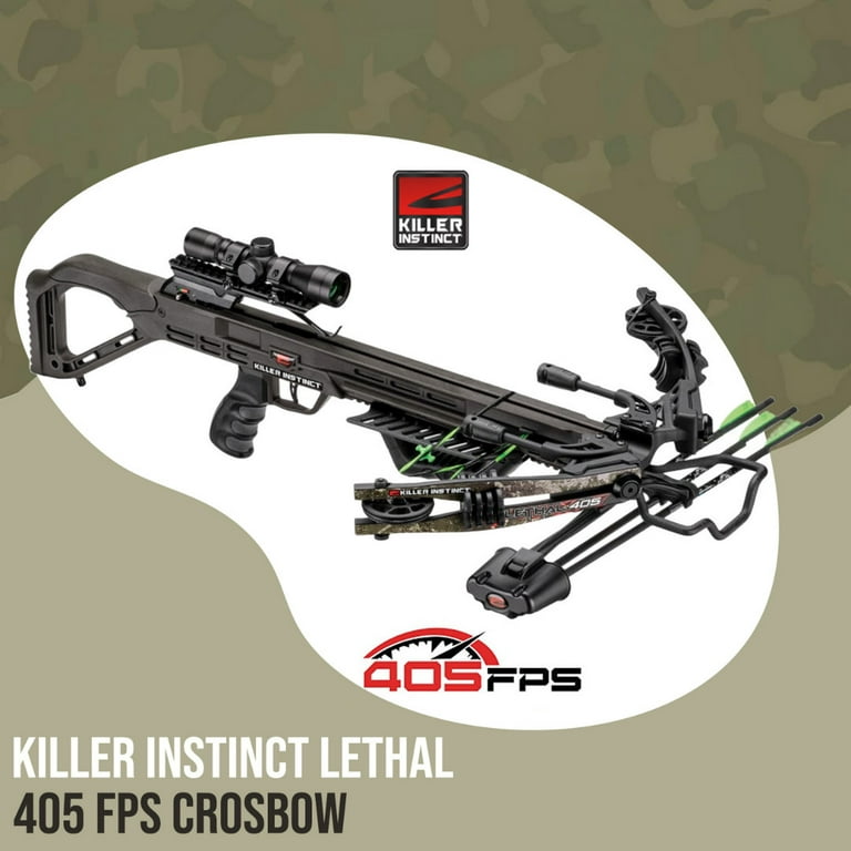 Crossbow 405 Lethal Hunting Crossbow Instinct Killer with Case Broadheads FPS and