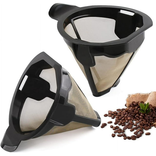 Replacement Parts 2pcs Cone Reusable Coffee Permanent Filters, Compatible with Ninja Coffee Maker CM305, CP301, CP307C,CM401