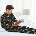 thumbnail image 6 of Honeii Happy New Year Pattern Mens Pajamas Set,2pcs Men's Lounge Long Sleeve Sleep Shirt and Pajama Bottoms Sleepwear Set,Mens Pjs Sets-X-Large, 6 of 7
