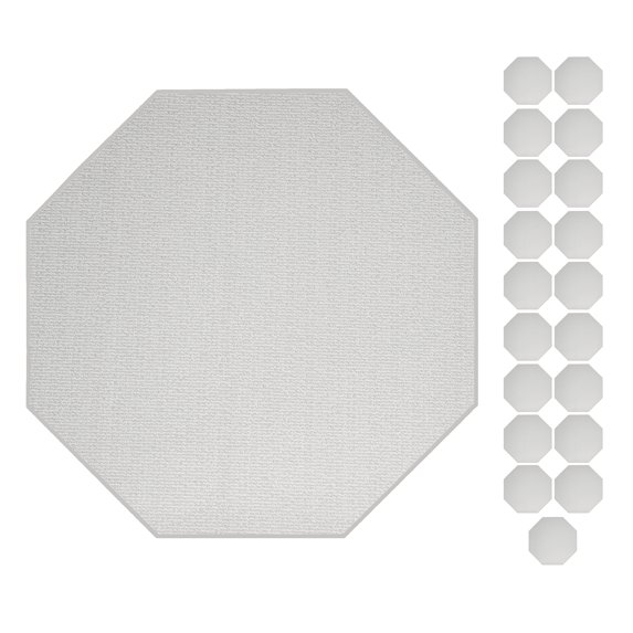 Furnish My Place Abstract Contemporary Striped Pattern Modern Plush Two Tone High Low Pattern Rug Carpet, Pet-Friendly Carpet, Made in USA - Iconic Ivory Cream, 2' Octagon - Set of 20