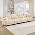 thumbnail image 3 of FFH 131.5" Cloud Couch for Living Room, Chenille Modular Sectional Sofa with Deep Seat, 4-Seat, Beige, 3 of 11