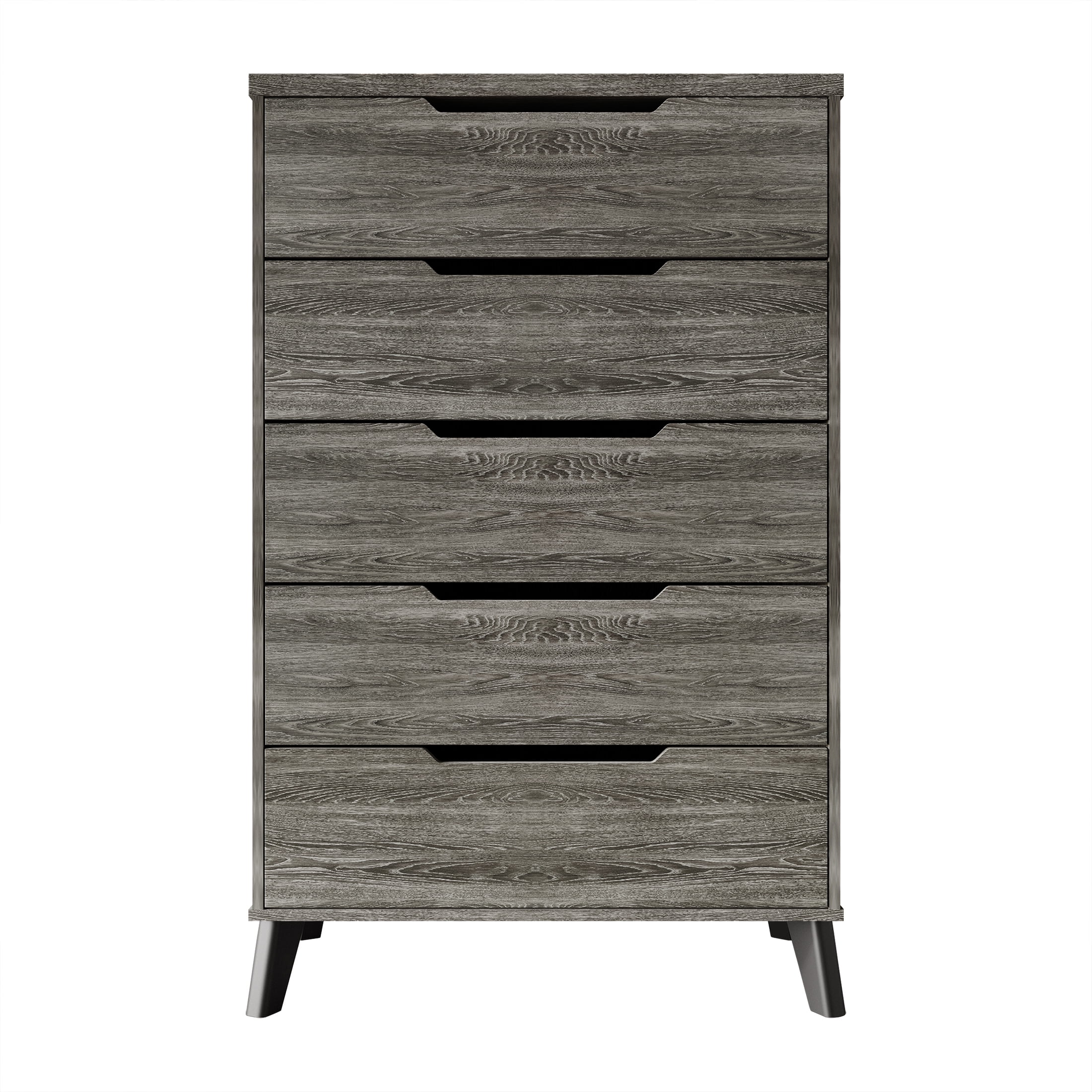 Castle Place Modern 5-Drawers Wooden Dresser, Dark Grey