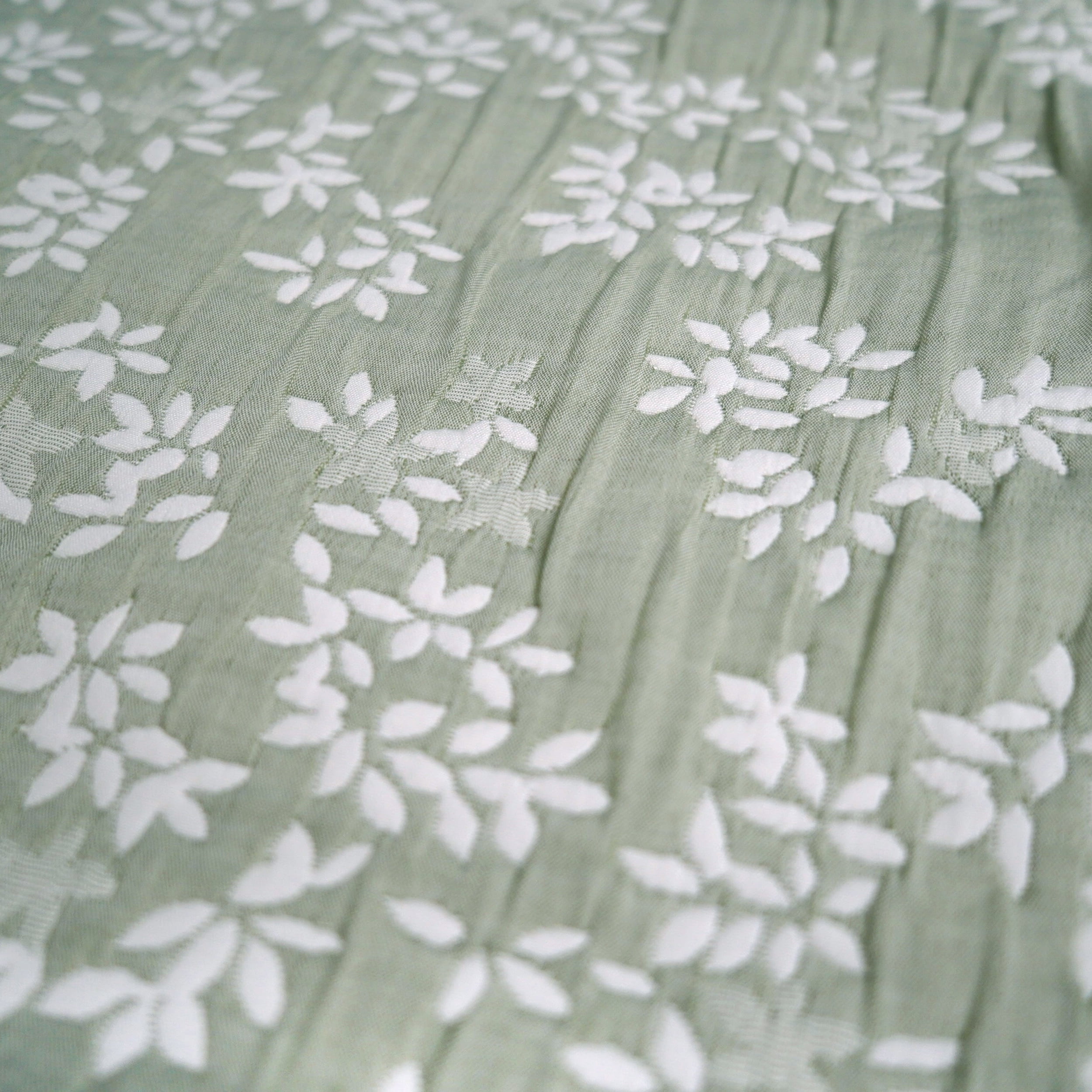 Annabella Floral Desert Sage Soft Matelasse Jacquard Quilt Set - Twin
