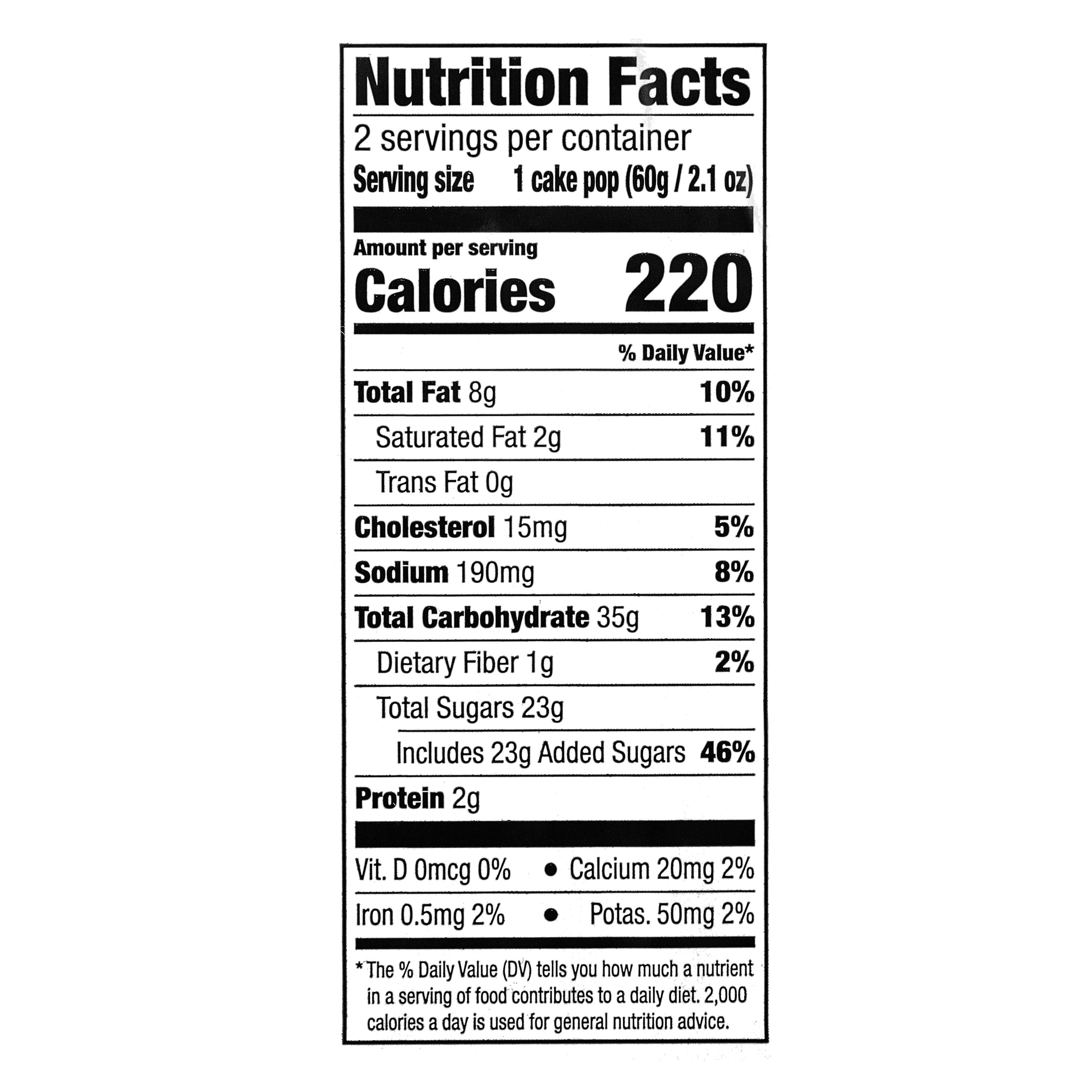 Marketside Cookies & Cream Flavored Cake Pops, 4.2 oz, 2 Count (Ready to Eat)