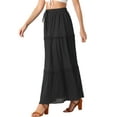 thumbnail image 4 of INSPIRE CHIC Women's A Line Maxi Skirt High Waist Ruffle Tiered Belt Lattice Texture Casual Long Skirts S Black, 4 of 5