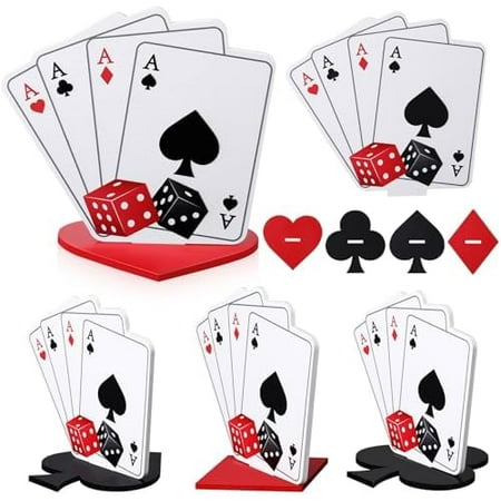 4 Sets Casino Party Centerpieces Wooden Casino Theme Tabletop Decor Kit Poker Party Table Decorations for Birthday Game Night Poker Theme Party Favors$$Electronics Accessories