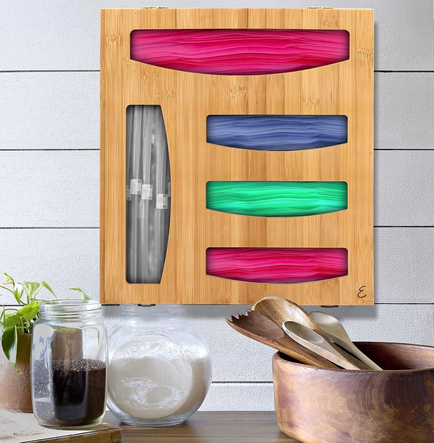 Emeril Lagasse Bamboo Bag Storage Organizer – 5-Compartment Food