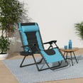 thumbnail image 2 of Oversized Padded Zero Gravity Chair, Folding Outdoor Patio Recliner, XL Anti Gravity Lounger for Backyard w/Headrest, Cup Holder, Side Tray, Polyester Mesh - Light Blue/Black, 2 of 15