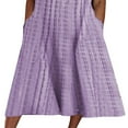 thumbnail image 3 of Robes Décontractées à Carreaux pour Femmes Été Col en V Boutonnée Ample Robe Midi Robes d'Été avec Poches Violet G, 3 of 7
