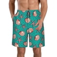 thumbnail image 2 of Uemuo Starfish and Shell Pattern Men's Swim Trunks Hawaiian Beach Bathing Suit Swimsuits Beach Quick-Dry Shorts with Pockets-Large, 2 of 9
