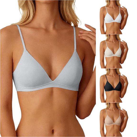 Danyang Wirefree Bra Triangle Cup Thin Strap Seamless Light Lined Comfort Ladies Underwear Daily Use,Grey,XL