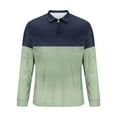 thumbnail image 5 of Fnnxeal Mens Polo Shirts Zipper Striped Collared Fall Winter Casual Long Sleeve Green Polo Shirts for Men Size L, 5 of 5
