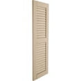 thumbnail image 4 of Ekena Millwork 15"W x 74"H Rustic Two Equal Louver Sandblasted Faux Wood Shutters (Per Pair), Primed Tan, 4 of 12