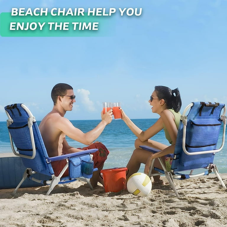 Waleaf Folding Tall Backpack Beach Chair with Headrest, Towel Bar