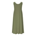 thumbnail image 5 of Plus Size Summer Dresses, Women's Summer Solid Color Sleeveless Round Neck Irregular Hem Dress Skirt(Army Green,L), 5 of 9